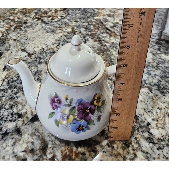 Antique Arthur Wood Pansy Teapot Fine Staffordshire Ironstone - Picture 6 of 6